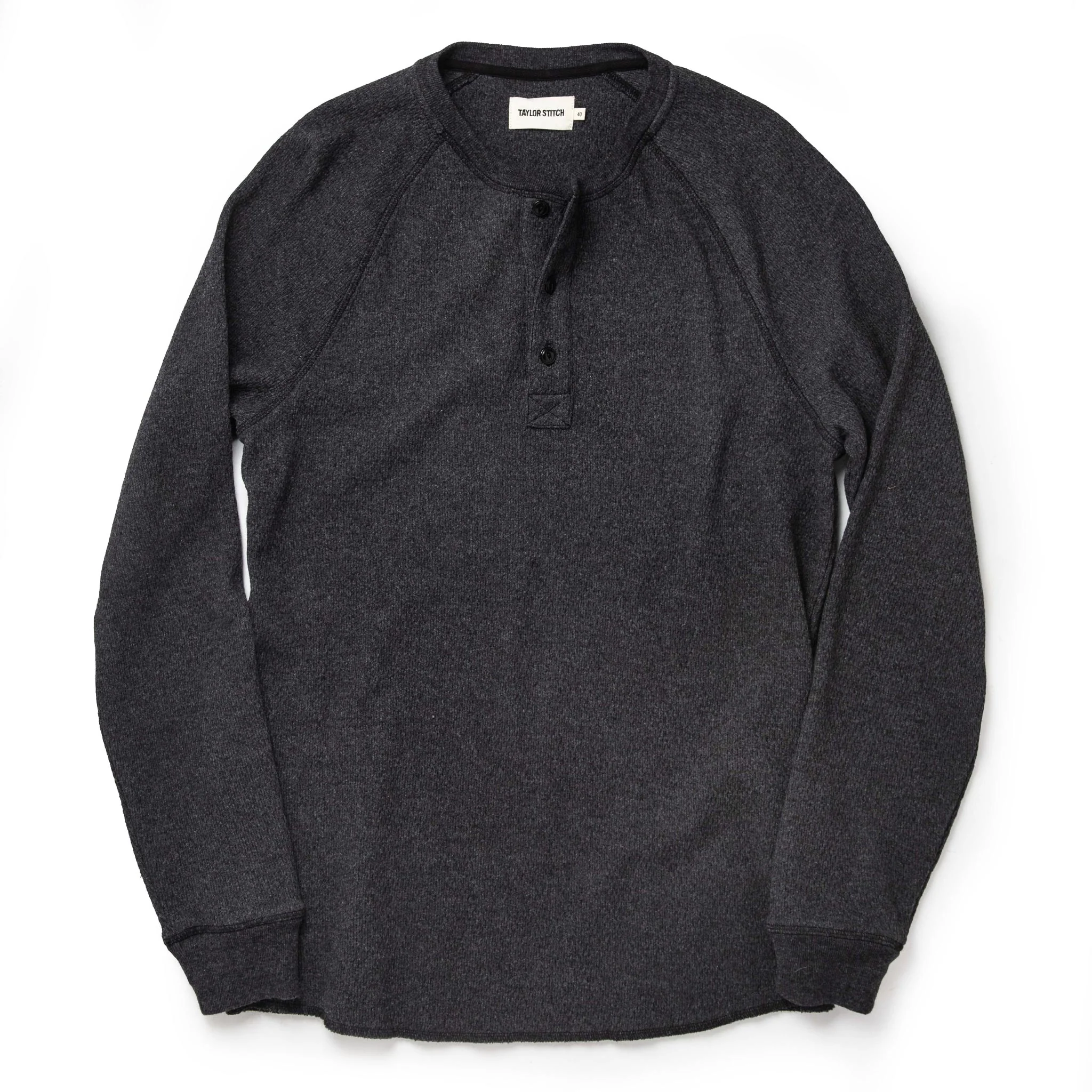 The Heavy Bag Waffle Henley in Coal
