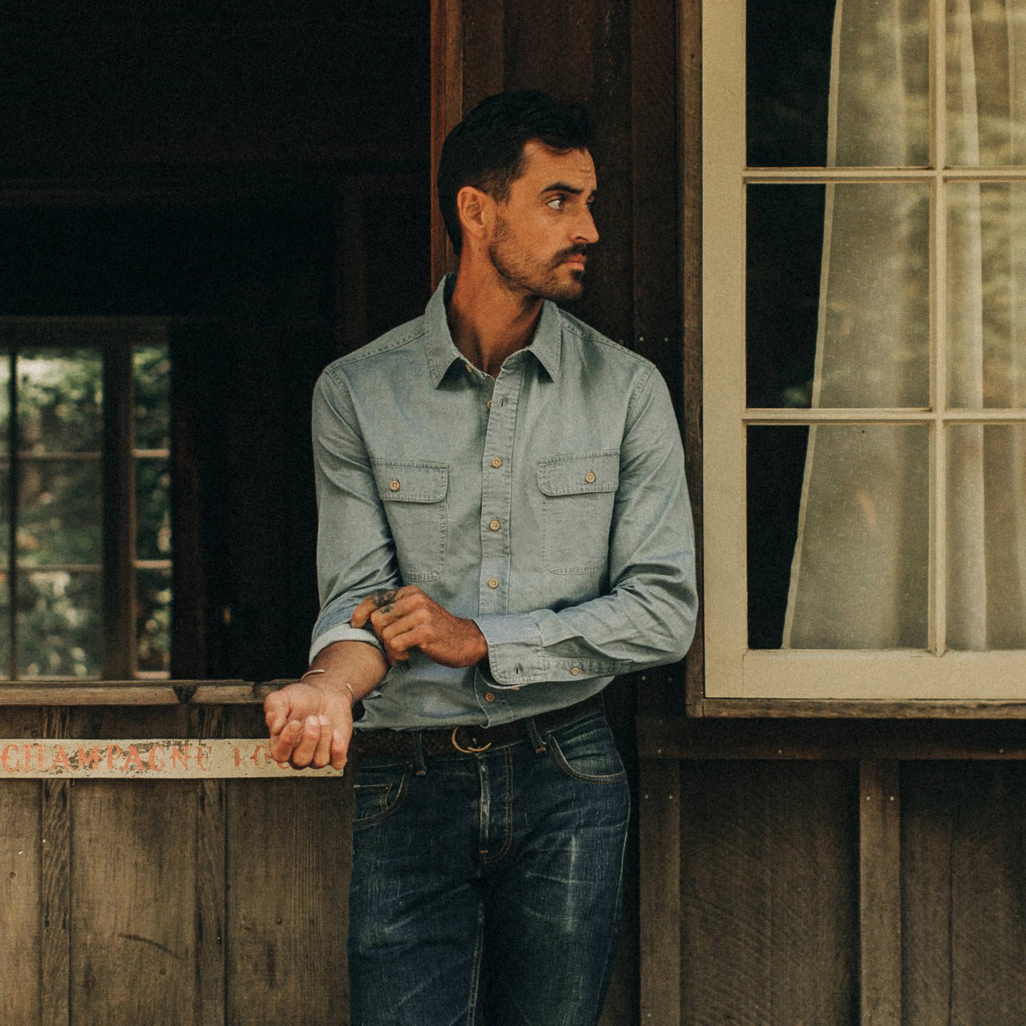 The Ledge Shirt in Sun Bleached Chambray - Image 2
