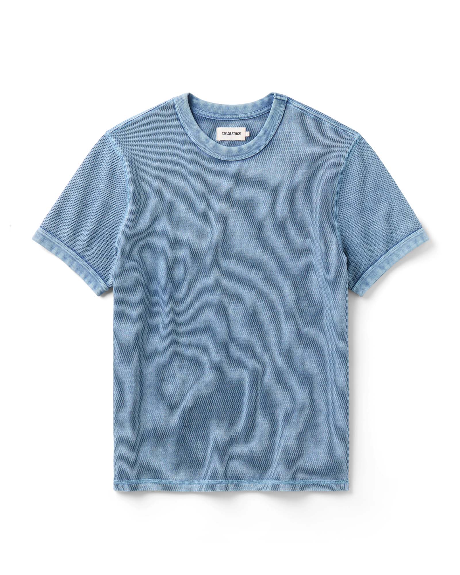 The Organic Cotton Short Sleeve Crew in Washed Blue Waffle