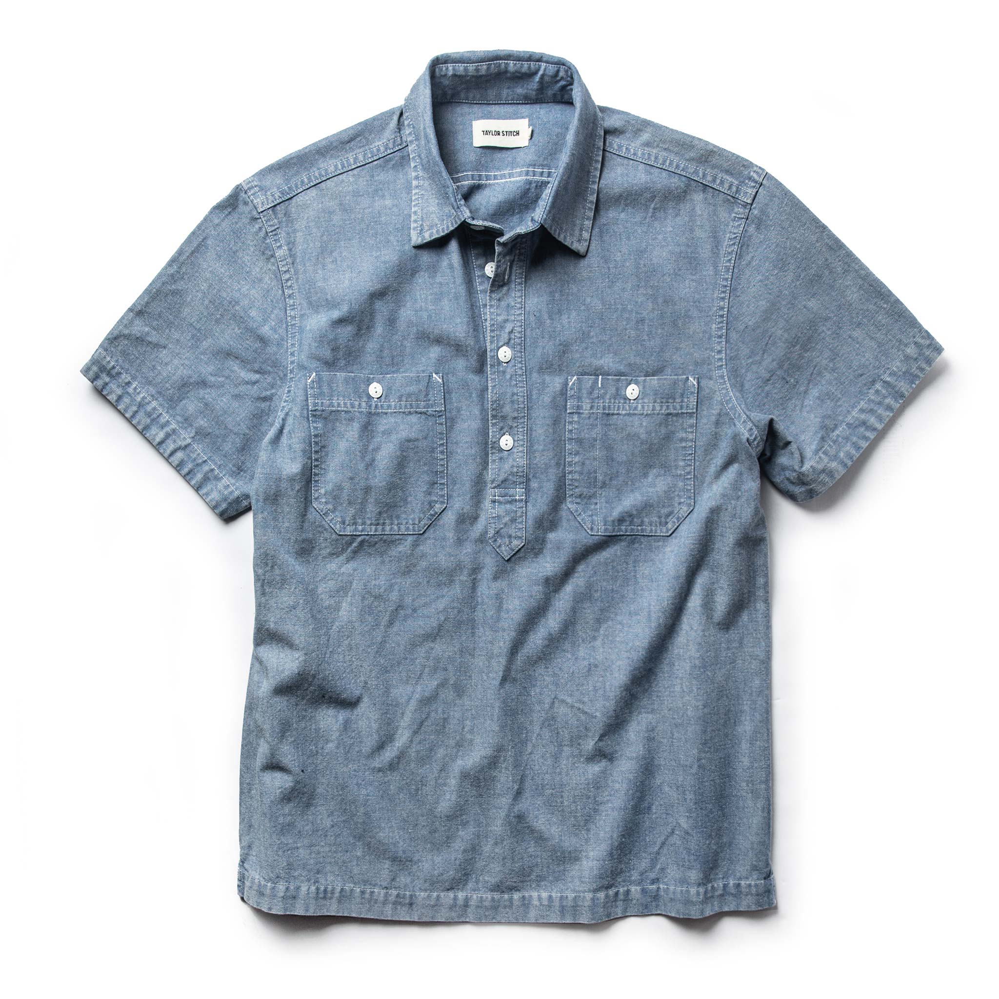 The Short Sleeve Popover in Blue Chambray